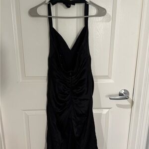 BCBG Maxazria Elegant Silk Black Halter Dress
